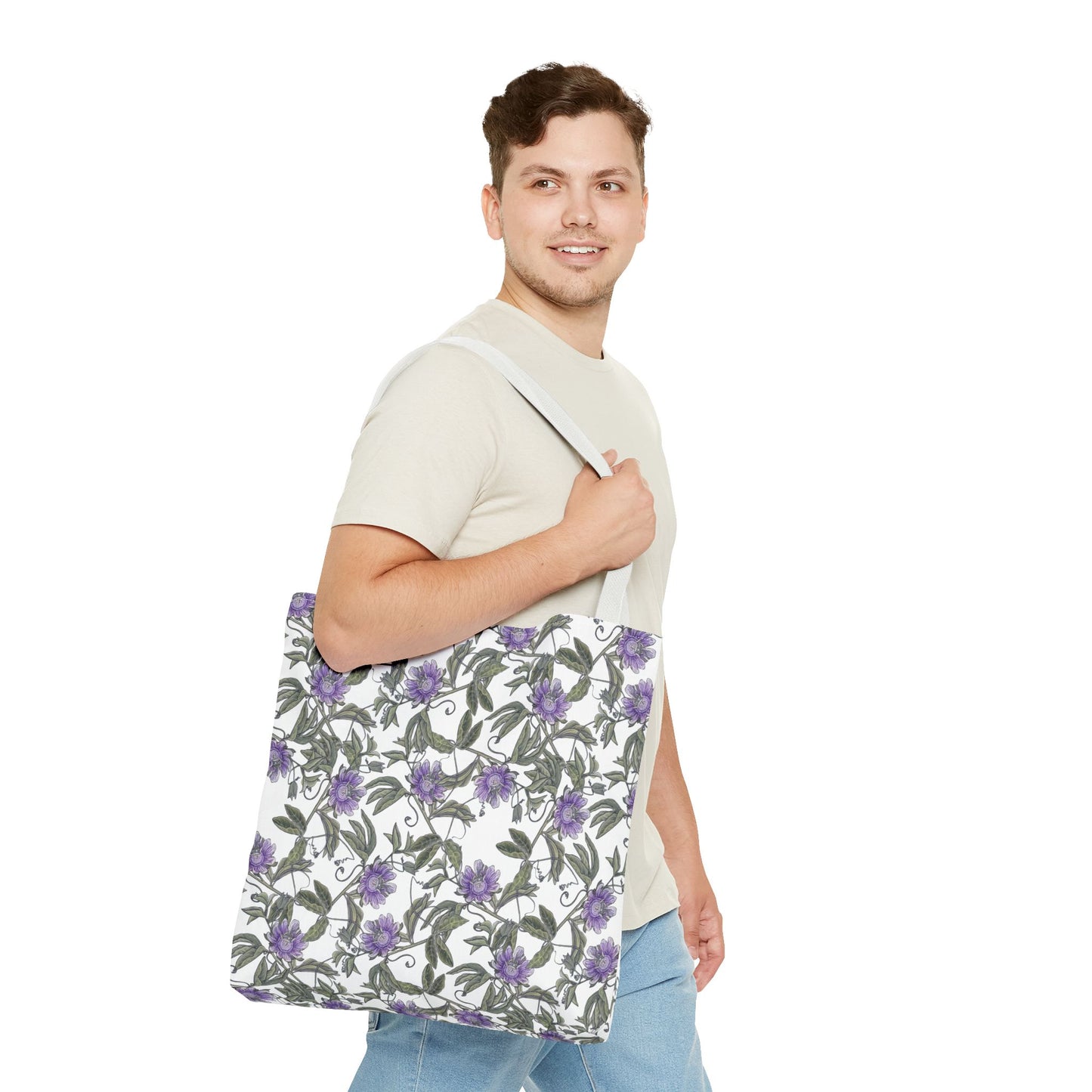 Tote Bag - Floral Purple Passionflower – All-Over Print Canvas Tote