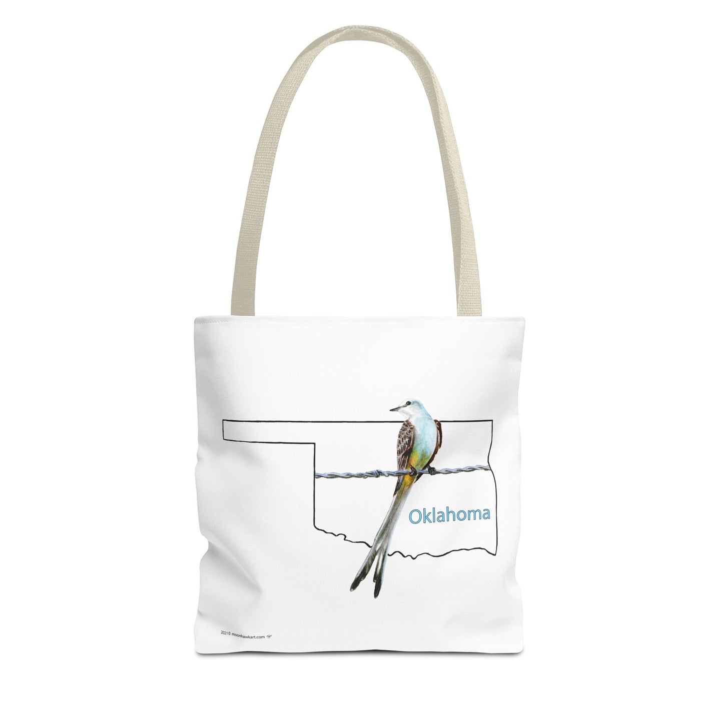 Tote Bag - Oklahoma Scissor-tailed Flycatcher — State Bird Map Canvas Tote