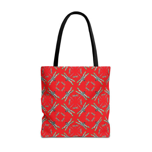 Tote Bag, Dragonfly, Red, Native American Design
