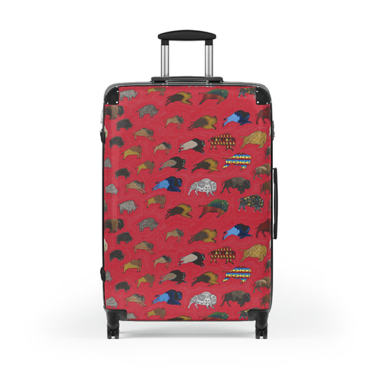 Suitcase, Red, Bison Transition, Buffalo, Native American, Luggage, Carry On