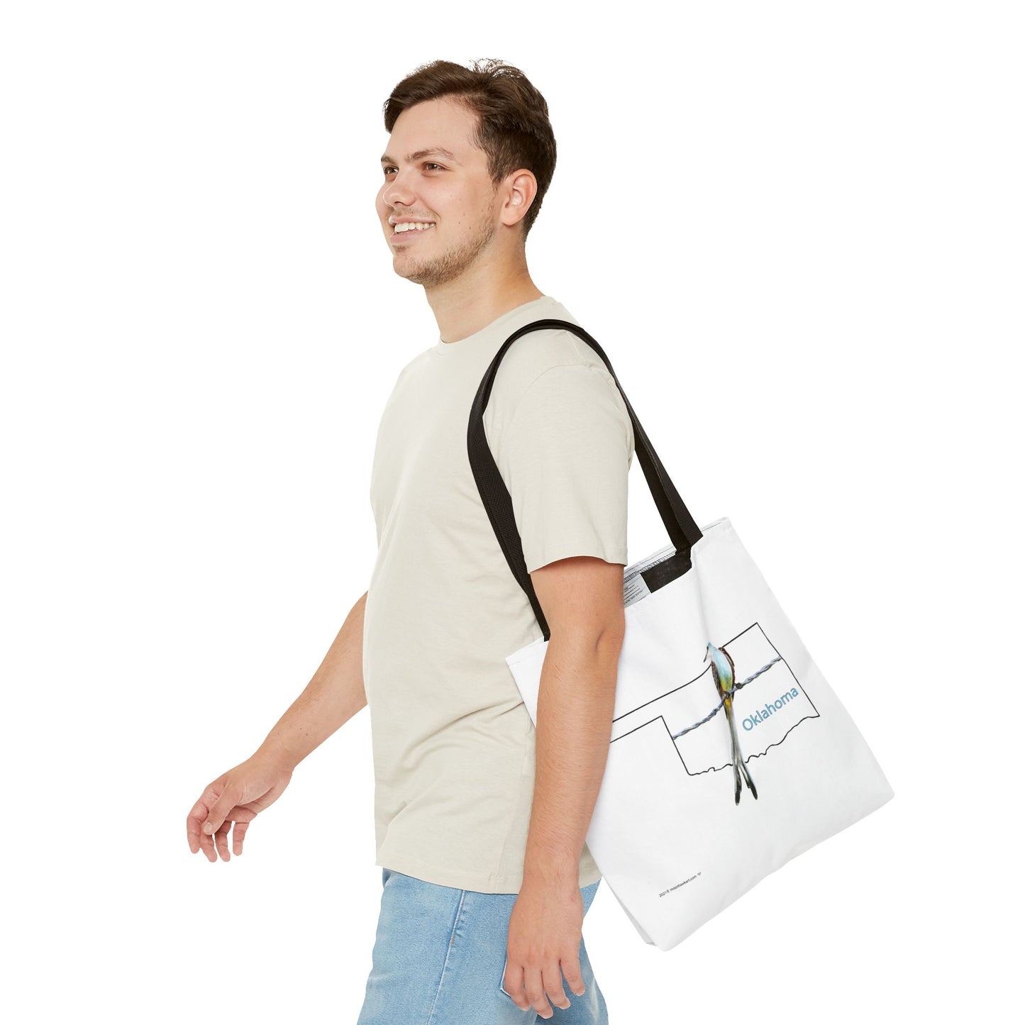 Tote Bag - Oklahoma Scissor-tailed Flycatcher — State Bird Map Canvas Tote