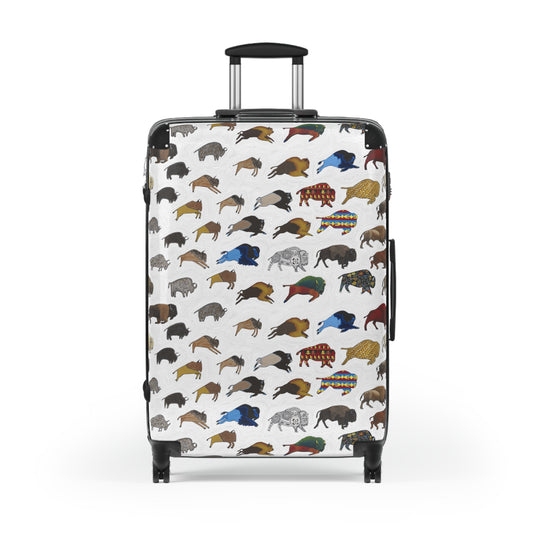 Suitcase, White, Bison Transition, Buffalo, Native American, Luggage, Carry On