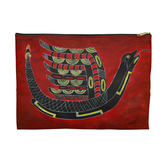 Accessory Pouch, Bird Serpent, SouthEast Mound Symbol, Ancient Tribal Motif