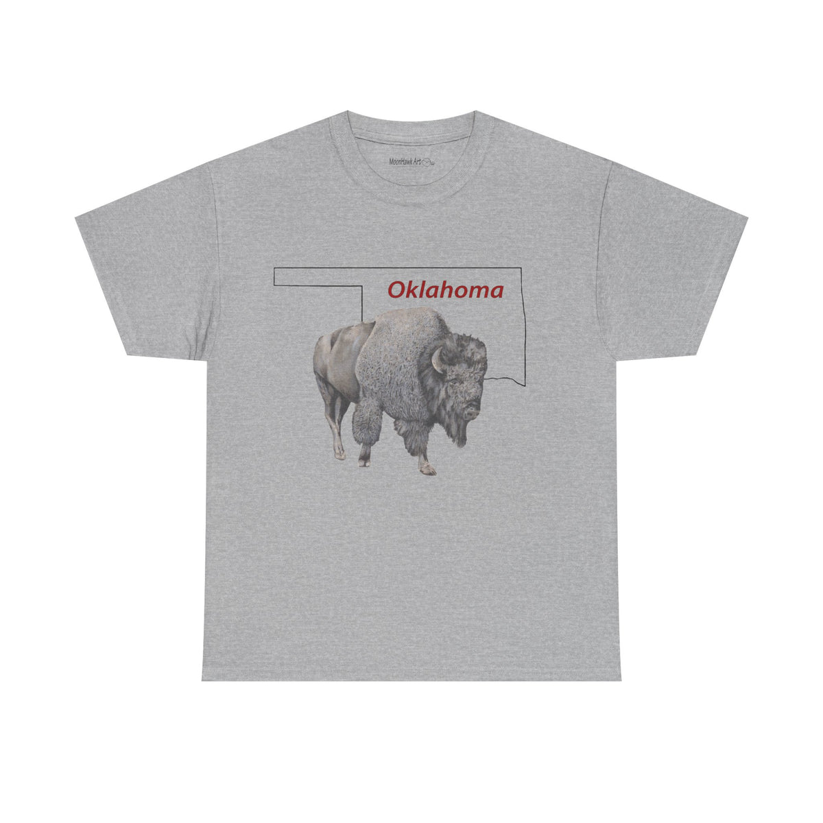 Unisex Heavy Cotton Tee, Oklahoma Bison, Buffalo, State of Oklahoma, T-shirt