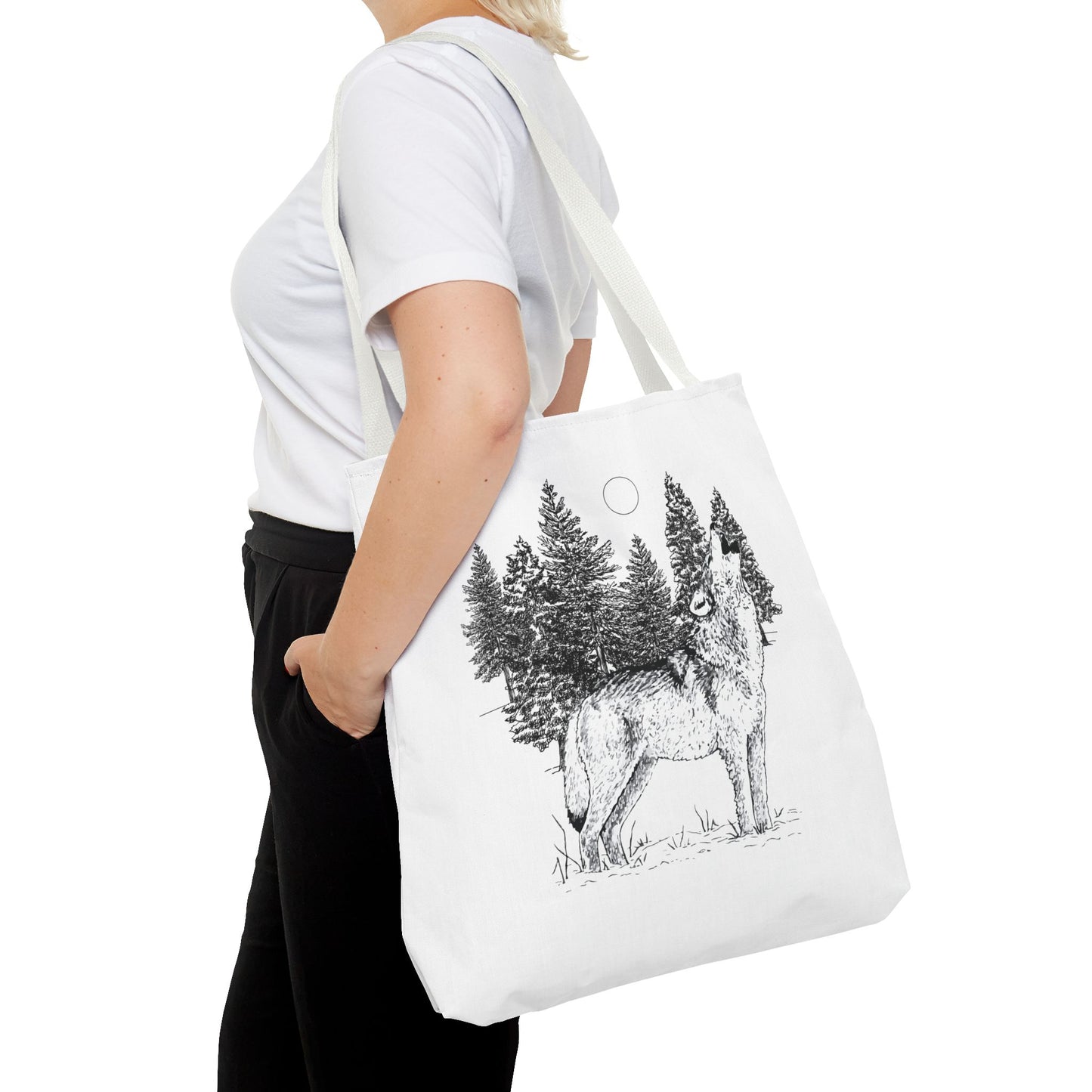 Howling Wolf Tote Bag , Travel tote, Powwow bag, Native American design