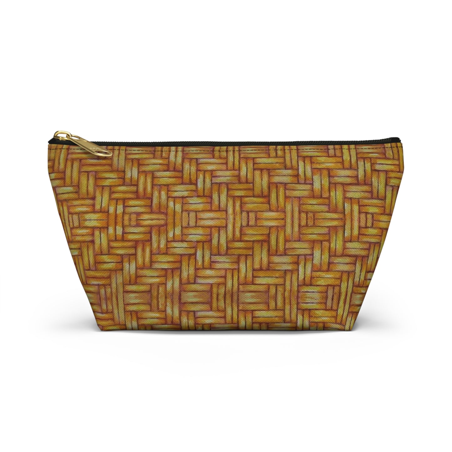 Accessory Pouch w T-bottom, Native American, Euchee basketweave design, pencil case, cosmetic travel bag, zipper bag, catch all