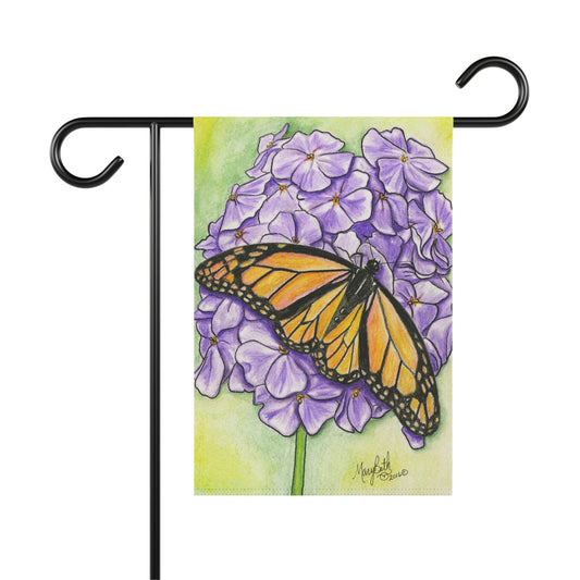 Garden & House Banner, Monarch Butterfly on Hydrangea