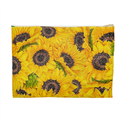 Accessory Pouch, Sunflower Theme, Oklahoma Wildflower, Yellow Floral, Sunflower Art
