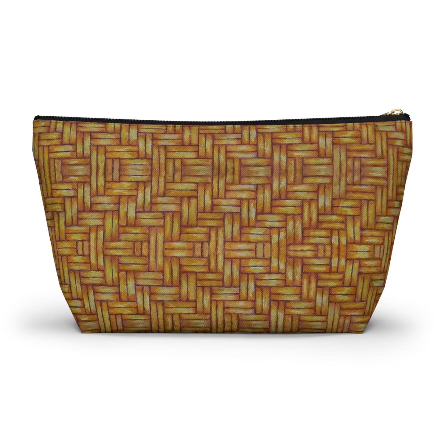 Accessory Pouch w T-bottom, Native American, Euchee basketweave design, pencil case, cosmetic travel bag, zipper bag, catch all