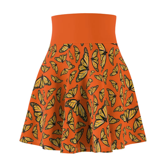 Women's Skater Skirt, Monarch, Orange Background, Butterfly, Kamama