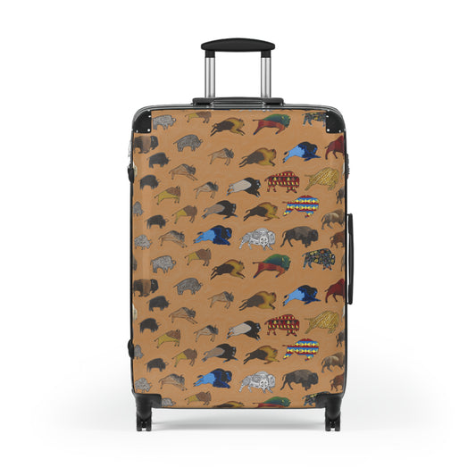 Suitcase, Brown, Bison Transition, Buffalo, Native American, Luggage, Carry On