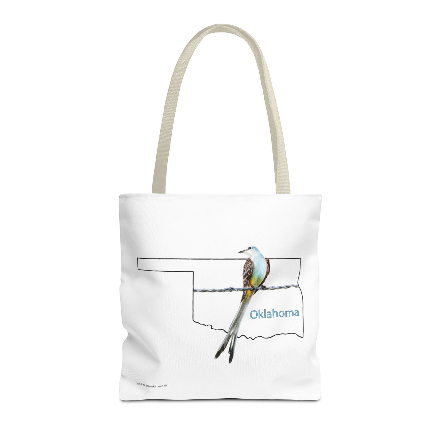 Tote Bag - Oklahoma Scissor-tailed Flycatcher — State Bird Map Canvas Tote