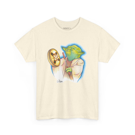 Unisex Heavy Cotton Tee, Native Alien With Hand Drum, Song From Long Ago, Native American Pop Art, Indigenous Humor