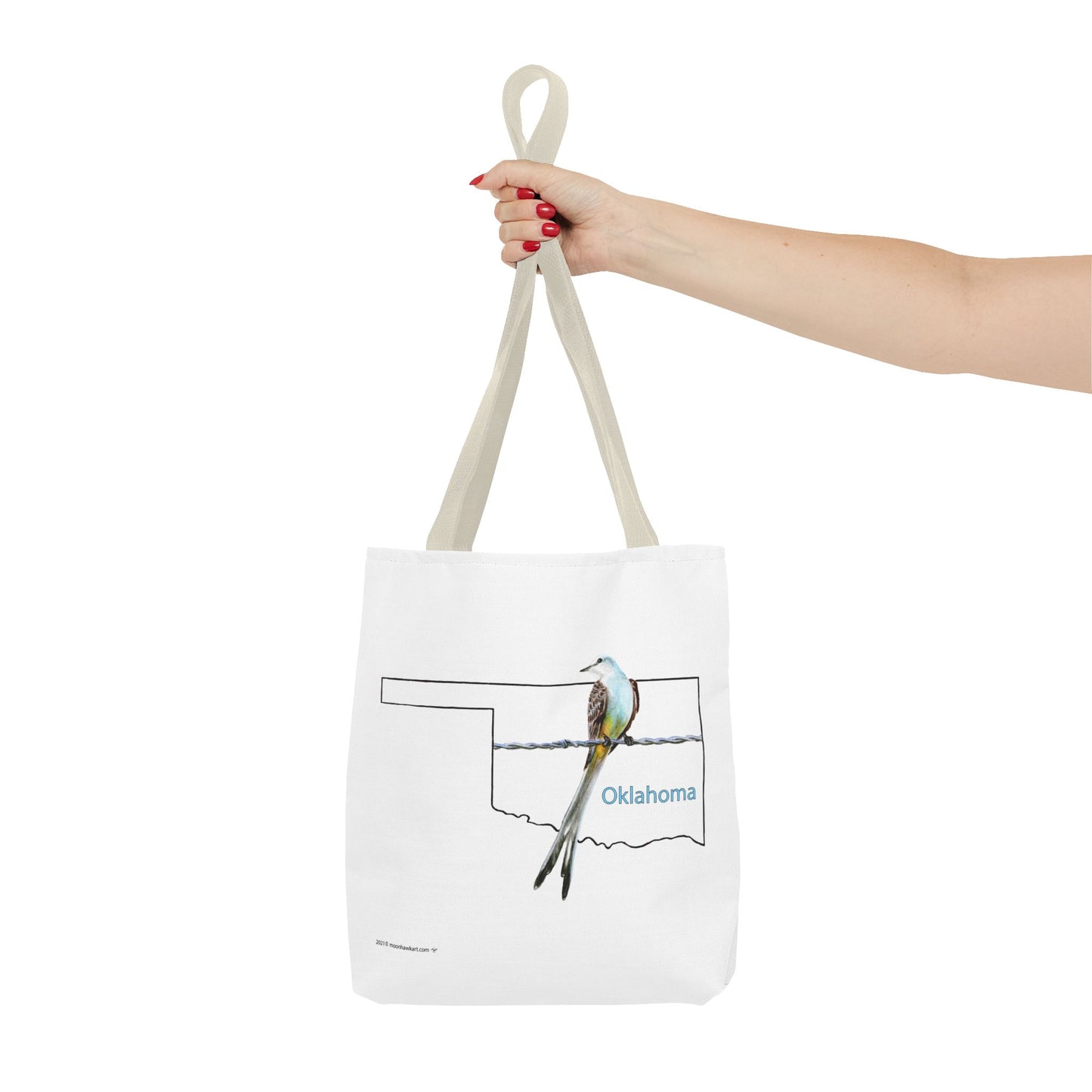 Tote Bag - Oklahoma Scissor-tailed Flycatcher — State Bird Map Canvas Tote