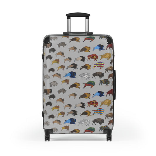 Suitcase, Gray, Bison Transition, Buffalo, Nation American, Luggage, Carry On