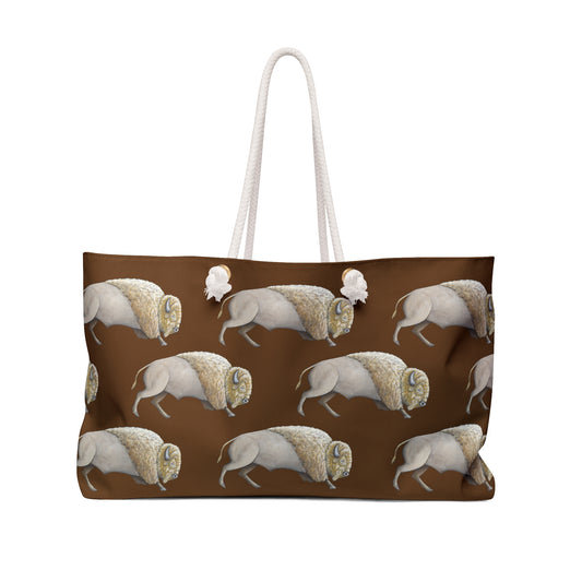 Weekender Bag, Brown, White Bison, Native American, PowWow