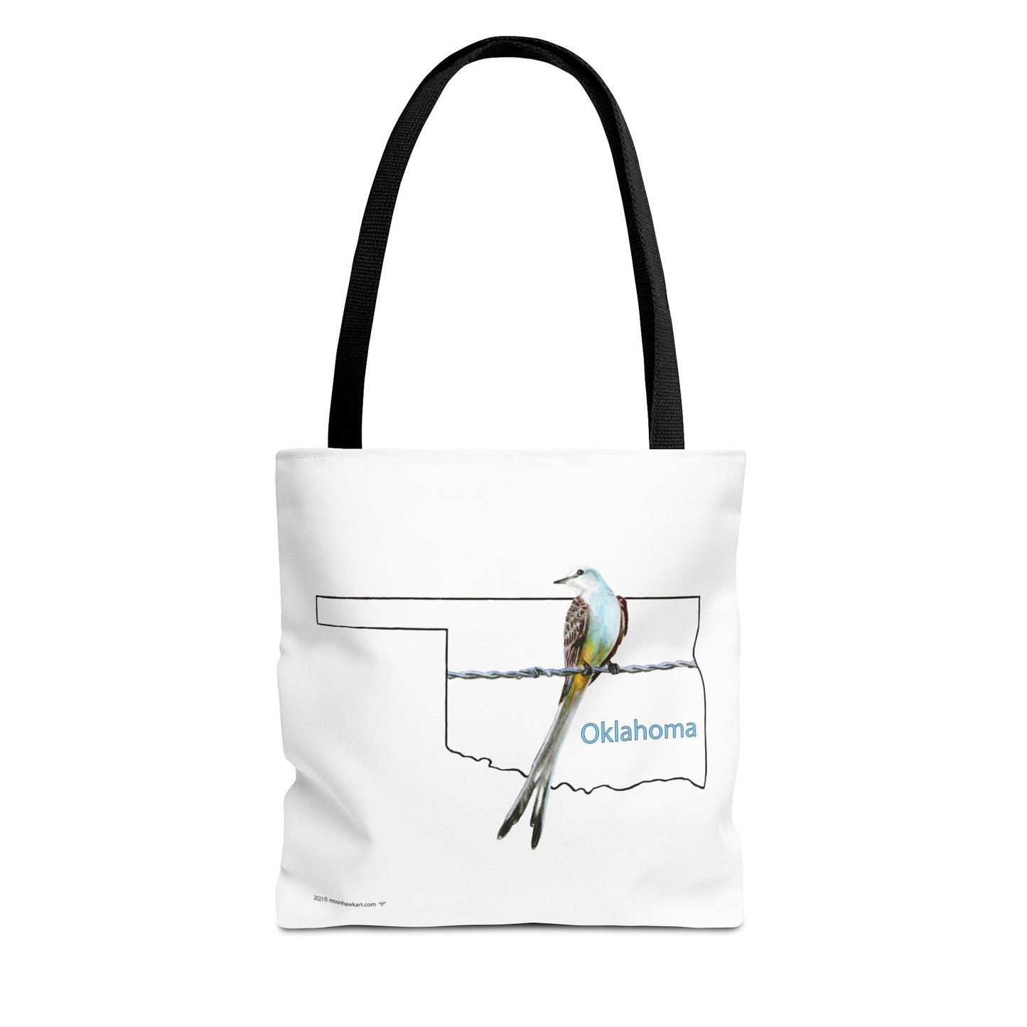 Tote Bag - Oklahoma Scissor-tailed Flycatcher — State Bird Map Canvas Tote