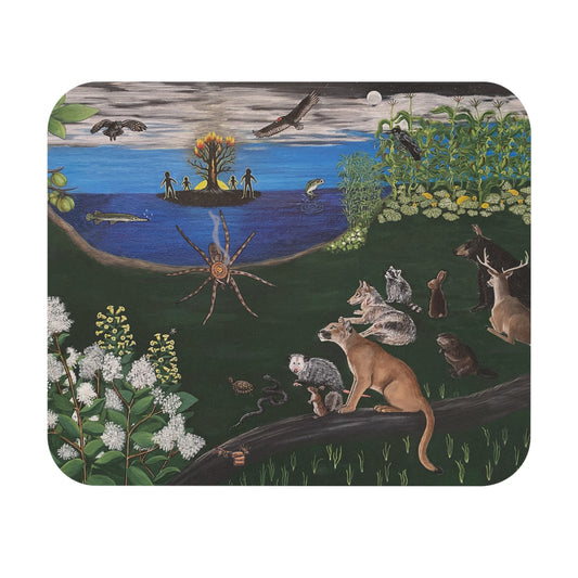 Mouse Pad - Spider Brings Fire - Cherokee Story Scene - Wildlife Scene Design for Eco-Lovers