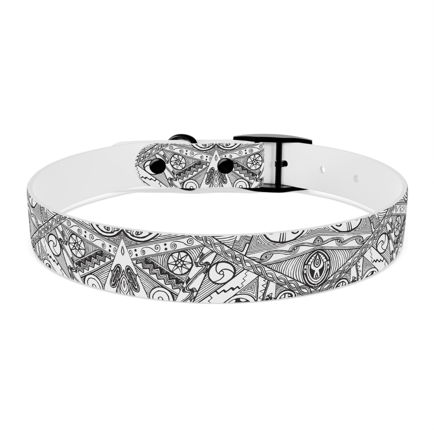 Black and White Tribal Motif Dog Collar, Pet Accessory
