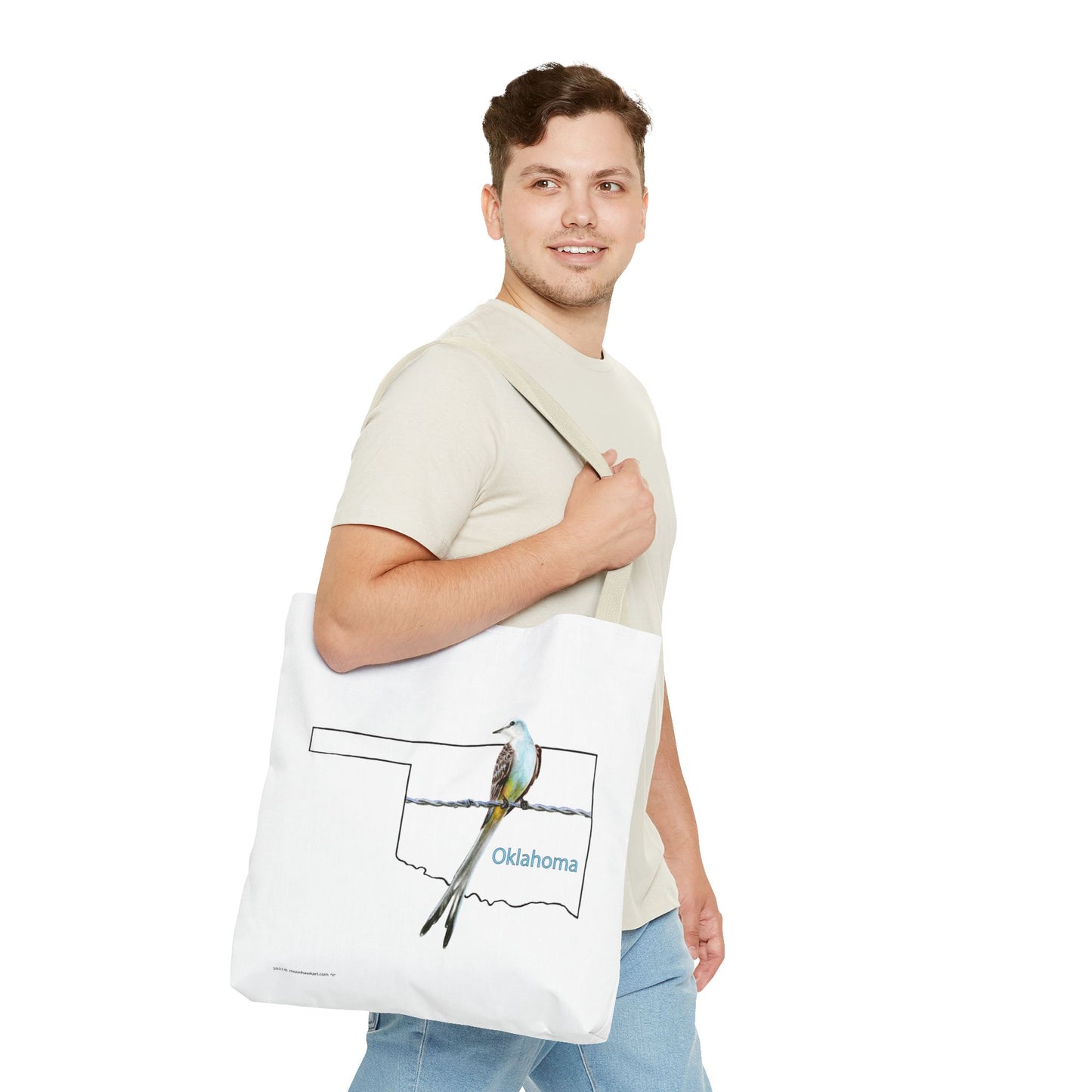 Tote Bag - Oklahoma Scissor-tailed Flycatcher — State Bird Map Canvas Tote