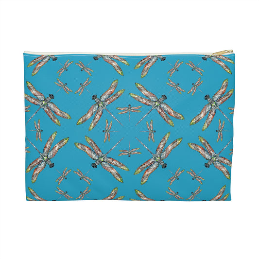 Accessory Pouch, Dragonfly, Turquoise color, Native American design, Makeup bag, Pencil case, Travel cosmetic pouch