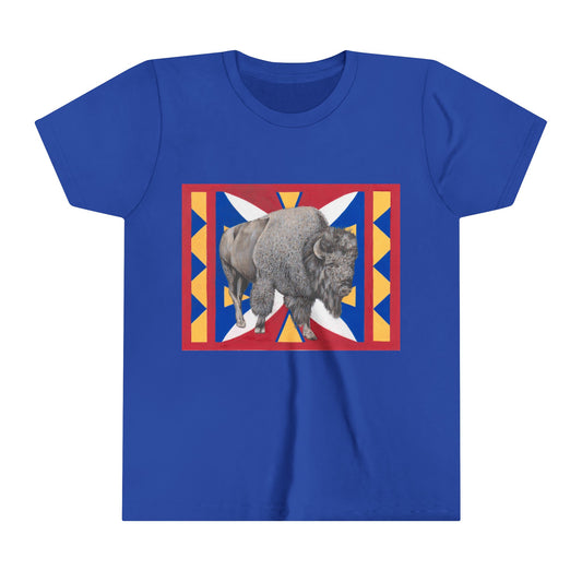 Youth Short Sleeve Tee, Bison on Parflech Design, Kid's t-shirt, Native Design,