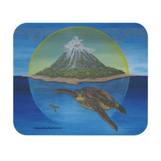 Mouse Pad (Rectangle), Seaturtle, Tropical Island, Ocean Scene, Blue, Cherokee Origins, Native American Story