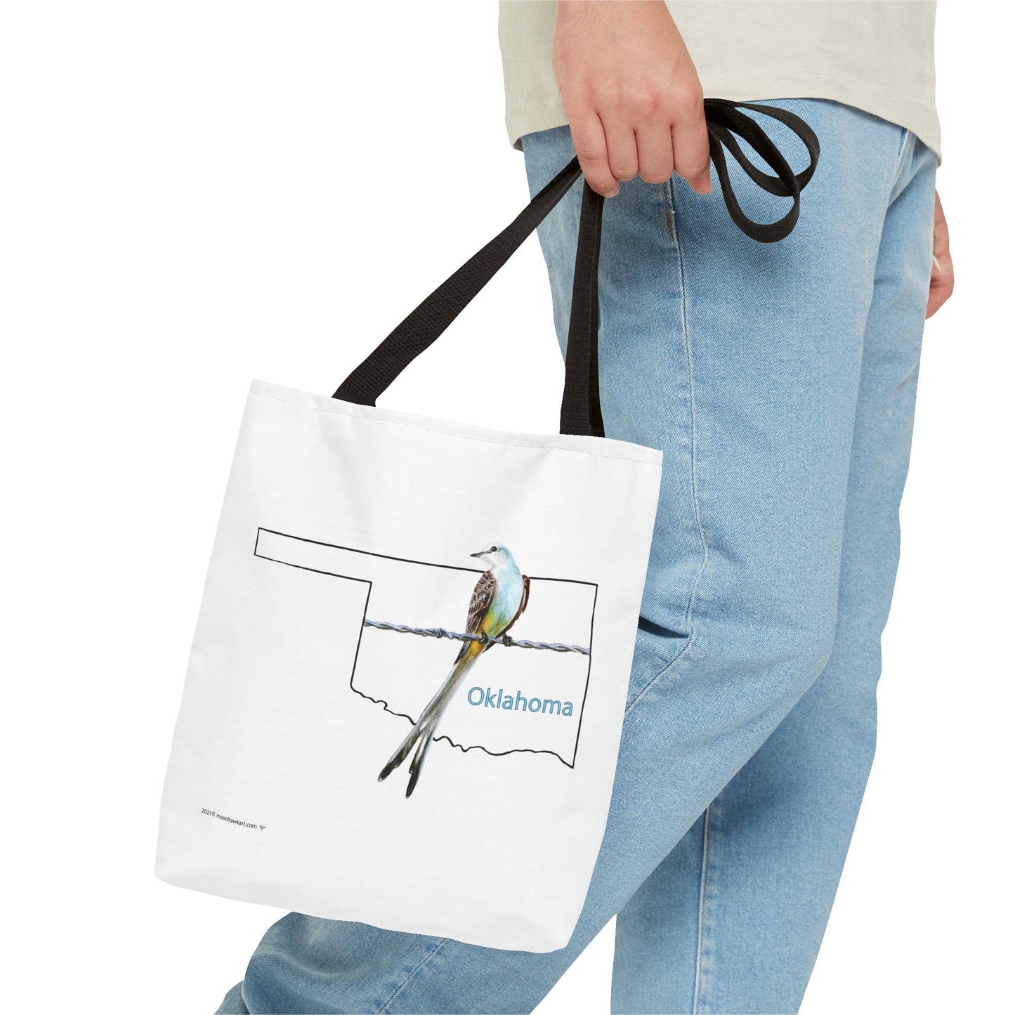 Tote Bag - Oklahoma Scissor-tailed Flycatcher — State Bird Map Canvas Tote