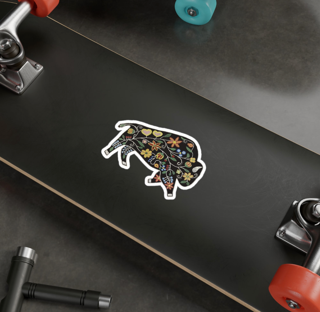 Vinyl Sticker, Floral Bison