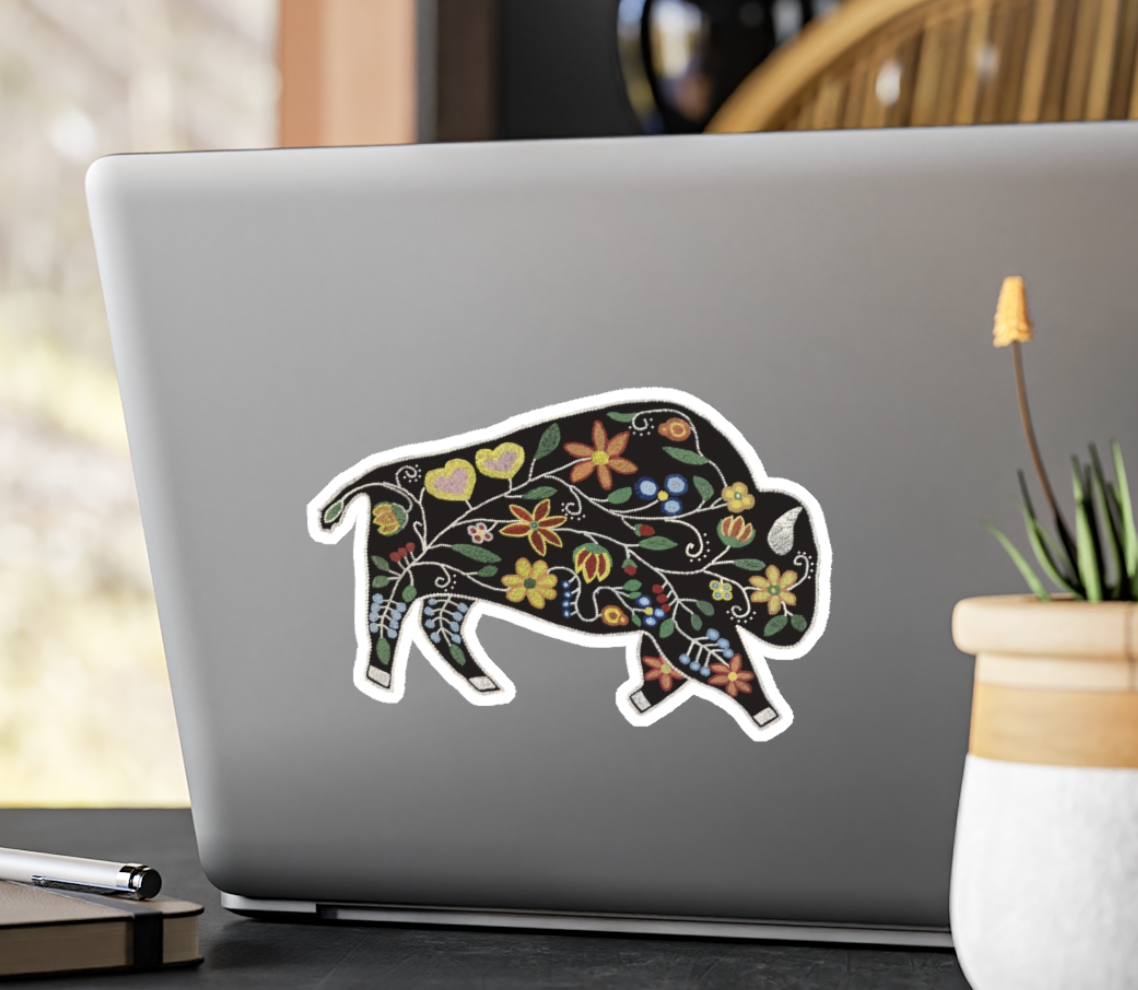 Vinyl Sticker, Floral Bison