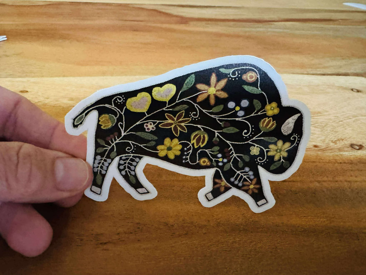 Vinyl Sticker, Floral Bison