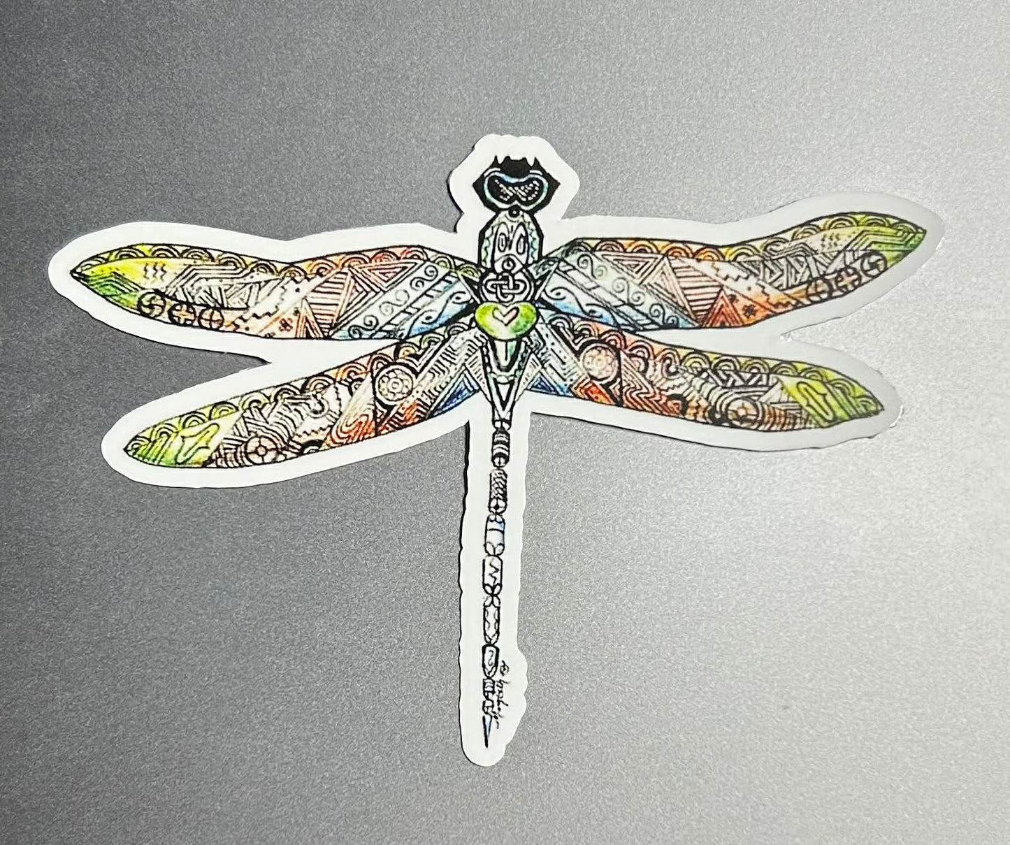 Vinyl Sticker, Dragonfly, Ancient Tribal Mound Designs