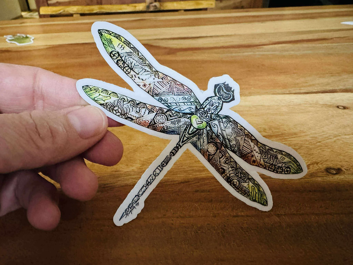 Vinyl Sticker, Dragonfly, Ancient Tribal Mound Designs