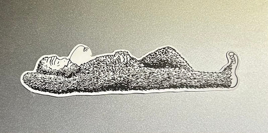 Vinyl Sticker, Napping Bigfoot, Black and White